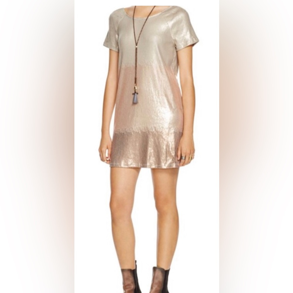 Free People Ombré Gold Sequin Dress.